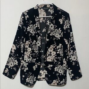 Astr Black and White Floral Suit Jacket with Relaxed Fit